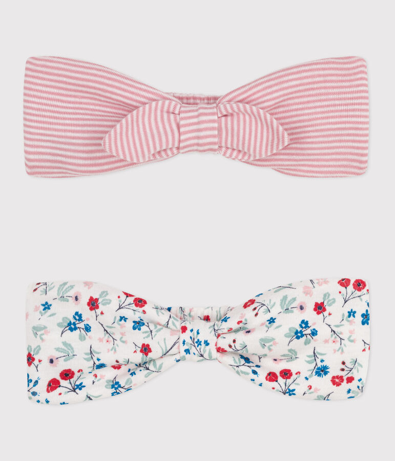 Confezione da 2 fasce in cotone neonata multicolore