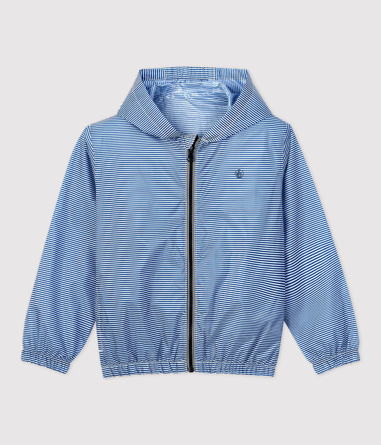 Giacca antivento in poliestere riciclato bambino blu SURF/bianco MARSHMALLOW