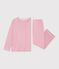 Pigiama con gamba dritta in cotone a righe donna rosa/bianco