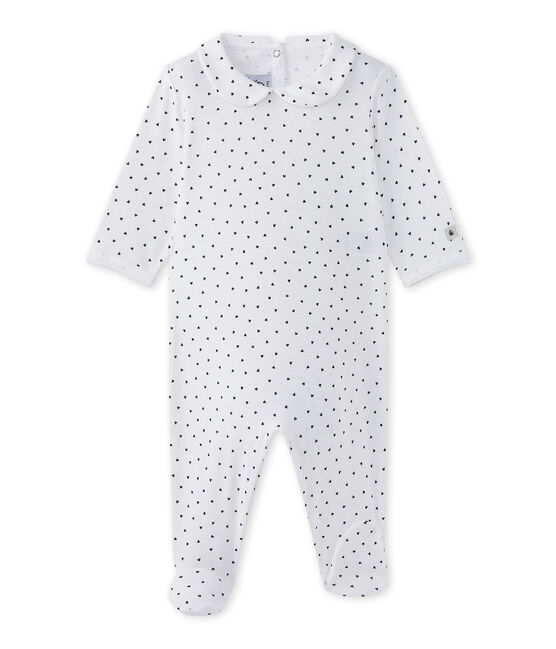 Tutina bebè bambina con stampa a cuoricini bianco ECUME/blu MEDIEVAL