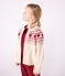 Cardigan in misto lana e cotone con motivo jacquard bambina ecru AVALANCHE/ AMARANTE