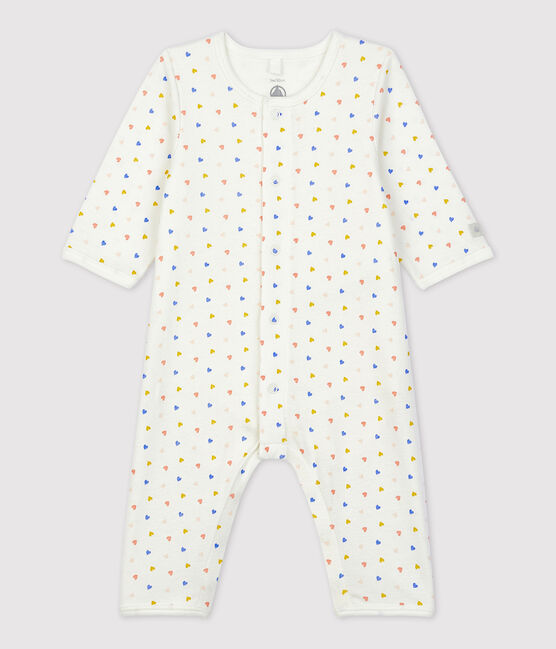 Body-pigiama senza piedi bebè in cotone biologico bianco MARSHMALLOW/bianco MULTICO