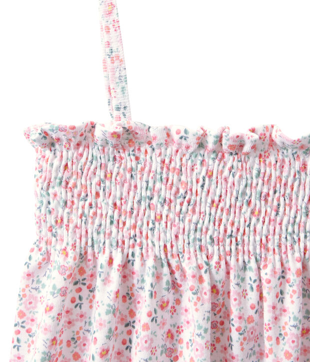 Camicia da notte arricciata stampata bianco/multicolore