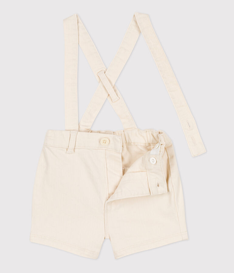 Shorts con bretelle in denim beb&egrave; ecru