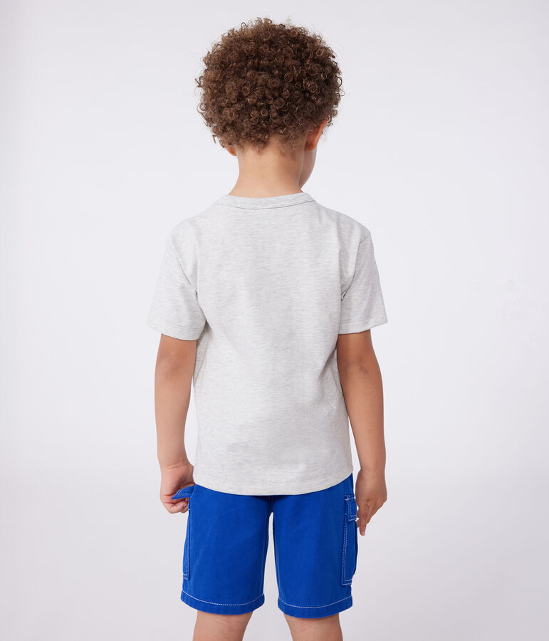 T-shirt a maniche corte in cotone con stampa bambino grigio