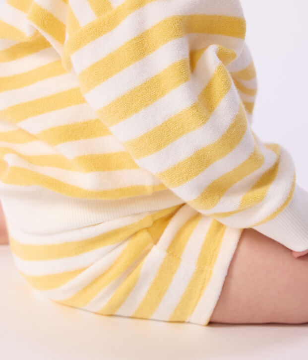 Felpa in cotone a righe neonato giallo/bianco