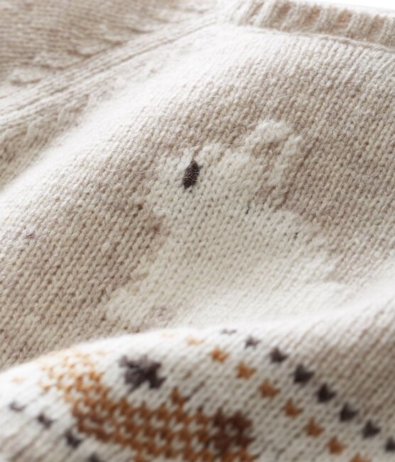 Cardigan tricot jacquard per bebé maschio beige CREAMY CHINE