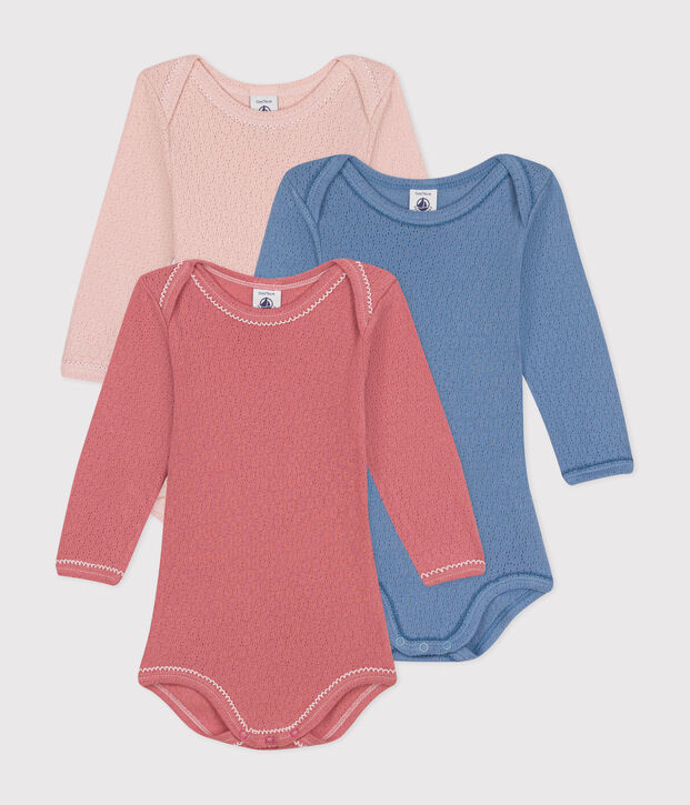 Set di 3 body a maniche lunghe in cotone neonato multicolore