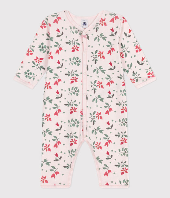 Pigiama senza piedini in cotone a fiori neonato rosa FLEUR/bianco MULTICO