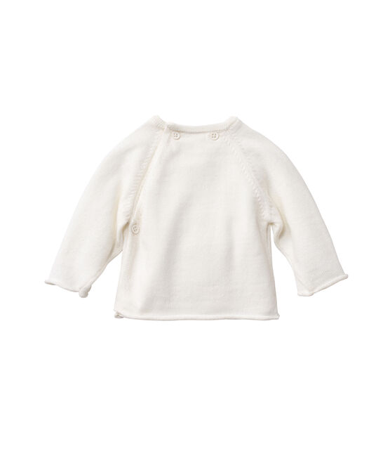 Cardigan bebé in lana e cotone bianco LAIT