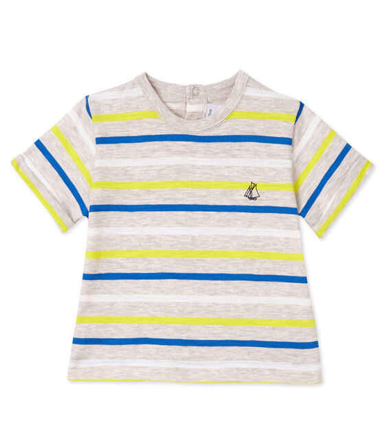 T-shirt per bebè maschio a righe beige CREAMY/bianco MULTICO