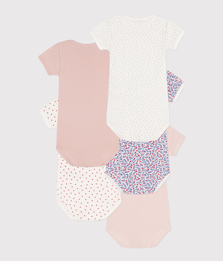 Confezione da 5 body manica corta a fiori in cotone multicolore