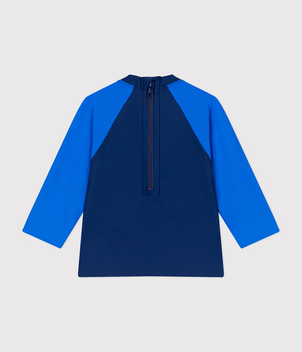 T-shirt da spiaggia anti uv beb&egrave; blu/blu