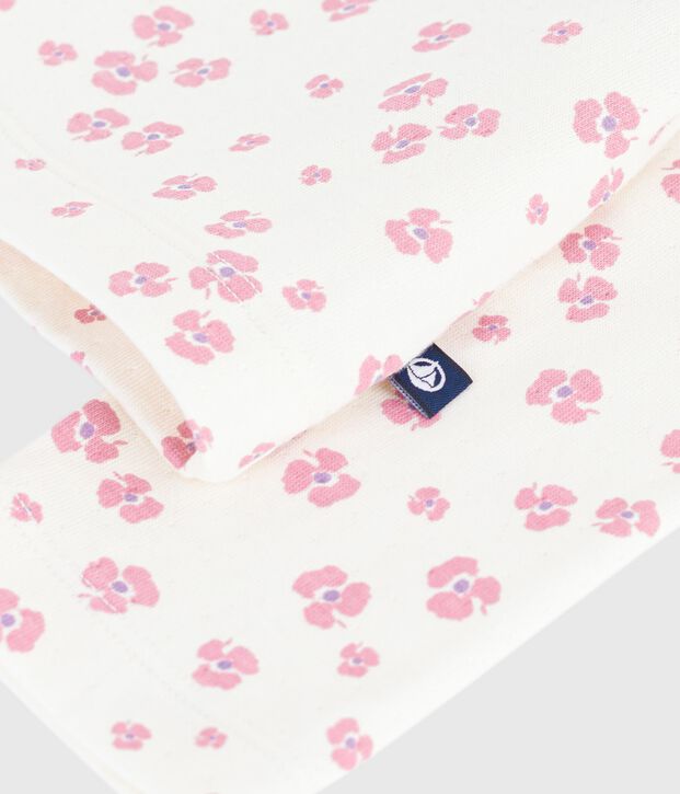 T-shirt a maniche lunghe in cotone con stampa bambina ecru/multicolore