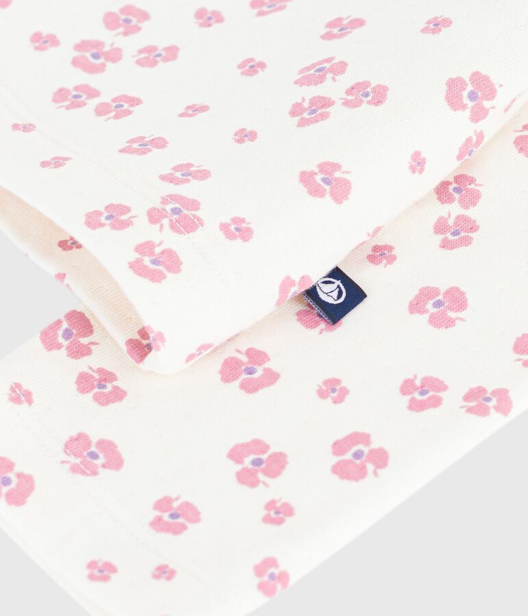 T-shirt a maniche lunghe in cotone con stampa bambina ecru/multicolore