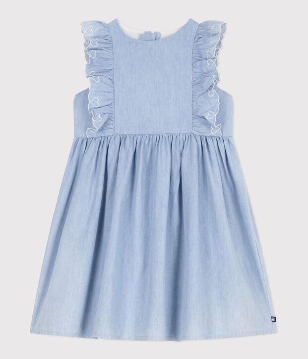 Abito senza maniche in cotone bambina blu
