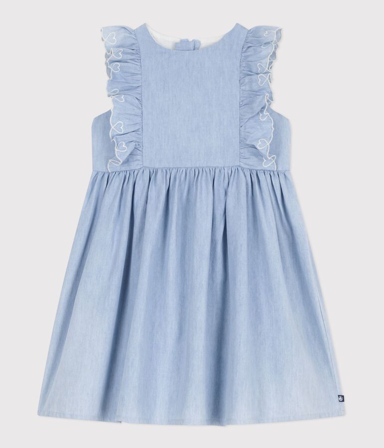 Abito senza maniche in cotone bambina blu