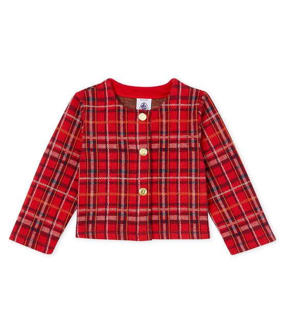Cardigan a scacchi bebè femmina rosso TERKUIT/bianco MULTICO CN