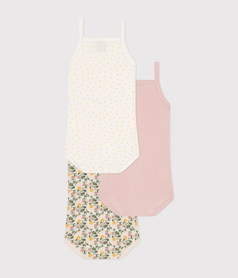Set di 3 body con spalline a fiori beb&egrave; in cotone multicolore