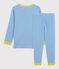 Pigiama bambina/bambino rigato millerighe in cotone biologico blu BRASIER/grigio MARSHMALLOW