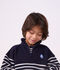 Felpa con mezza cerniera in cotone a righe bambino blu/bianco