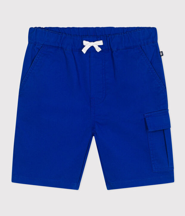 Bermuda bambino in tela di cotone a righe blu