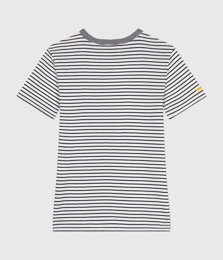 T-shirt L'Iconique Monsieur Madame in cotone donna. bianco/blu