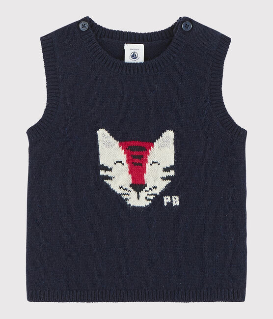 Pull bebè senza maniche in maglia tricot blu SMOKING