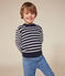 Pullover rigato in lana e cotone bambino blu SMOKING/bianco MARSHMALLOW