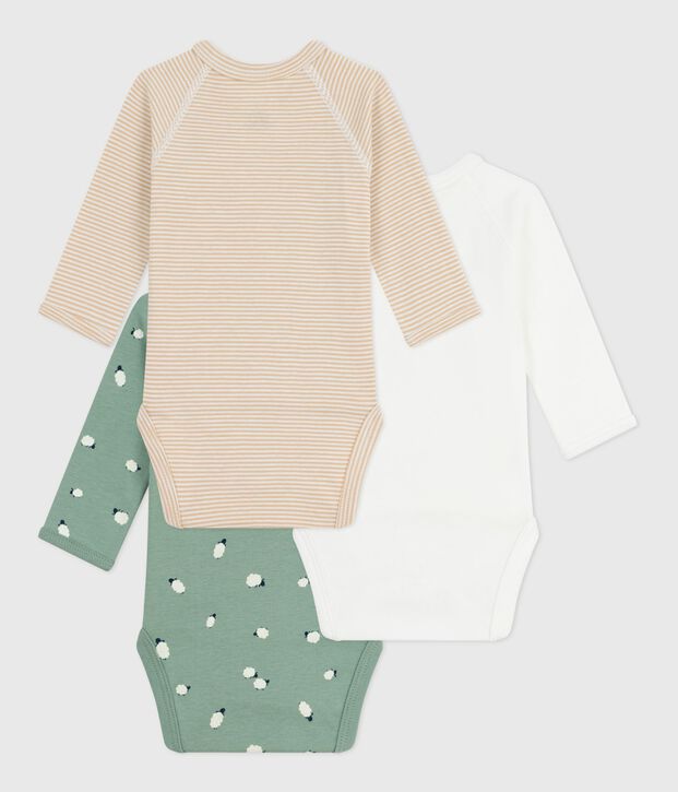 Set di body incrociati a maniche lunghe in cotone fantasia neonato multicolore