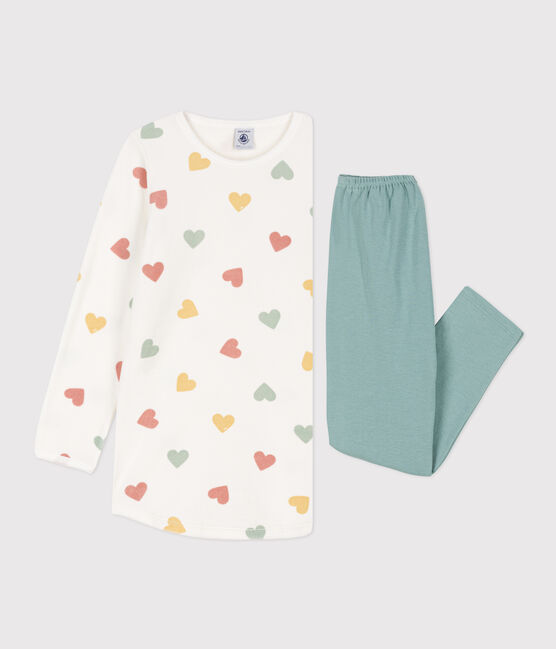 Camicia da notte cuore bambina in ciniglia bianco MARSHMALLOW/bianco MULTICO