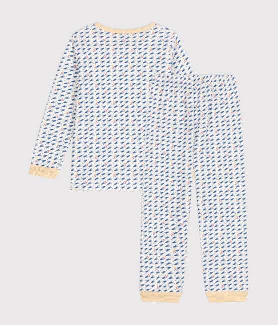 Pigiama in velluto con razzo stampato bambino bianco MARSHMALLOW/bianco MULTICO