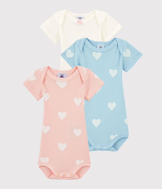Confezione da 3 body manica corta pastello bebè femmina in cotone biologico variante 1