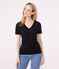T-shirt Iconica a maniche corte a coste tinta unita donna nero BLACK