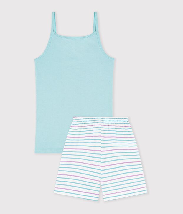 Pyjama short en c&ocirc;te verde/multicolore