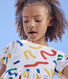 Abito a maniche corte fantasia in cotone bambina