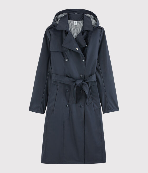 Trench con cappuccio Donna blu