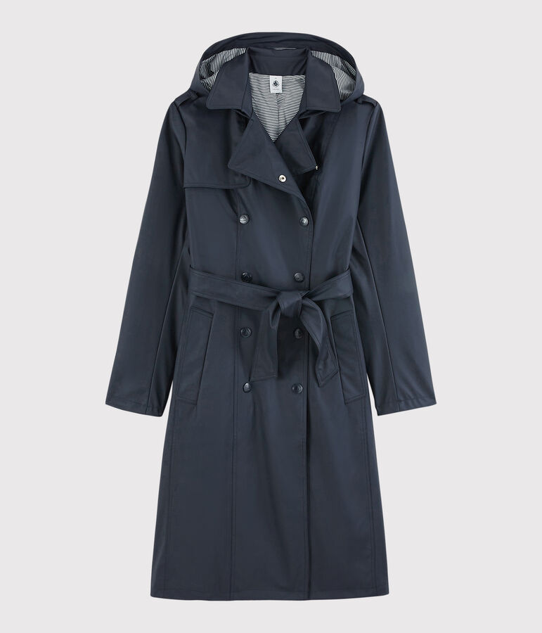 Trench con cappuccio Donna blu