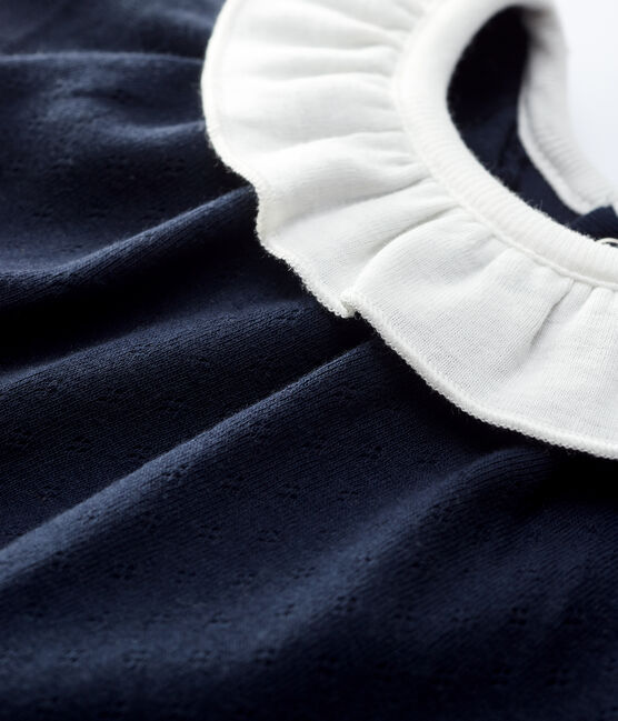 Abito body con colleto a costine bebé femmina blu SMOKING