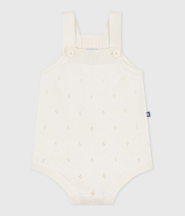 Tutina corta in maglia cotone traforato neonato MILK