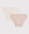 Confezione da 2 slip di cotone per bimbe, con fantasia millerighe variante 1