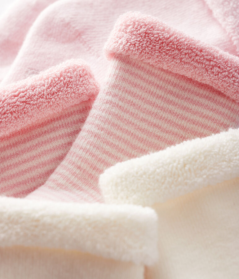 Trio di calzine beb&egrave; lavorate a maglia multicolore