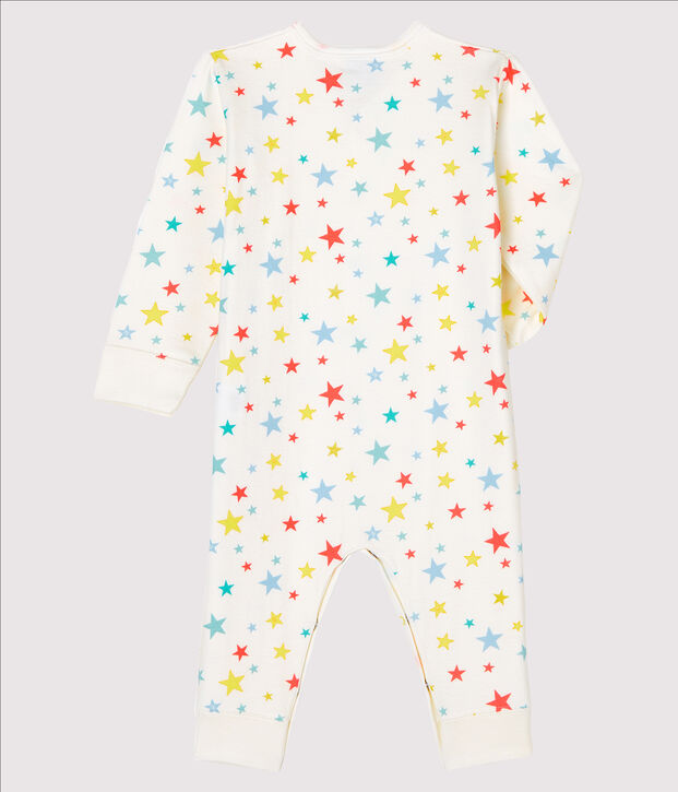 Tutina pigiama senza piedi in tubique beb&egrave; bianco/multicolore