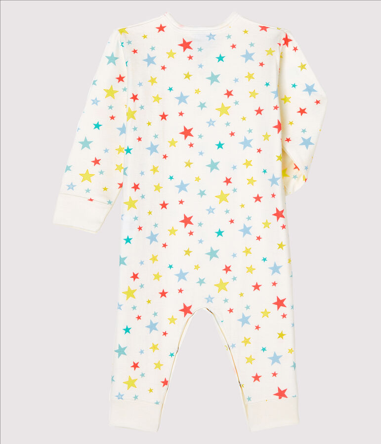 Tutina pigiama senza piedi in tubique beb&egrave; bianco/multicolore