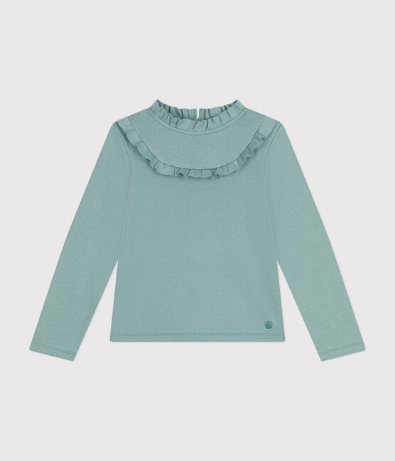 T-shirt a maniche lunghe a costine bambina verde PAUL