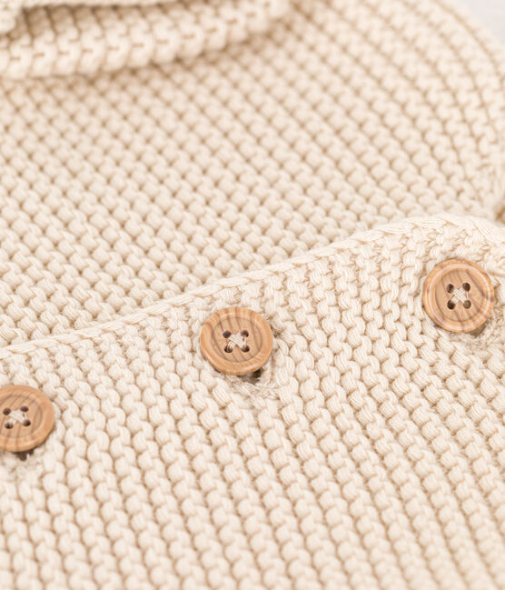 Cardigan bebè in tricot in cotone a punto legaccio ecru AVALANCHE