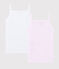 Confezione da 2 canottiere con spalline millerighe rosa bambina in cotone biologico variante 1