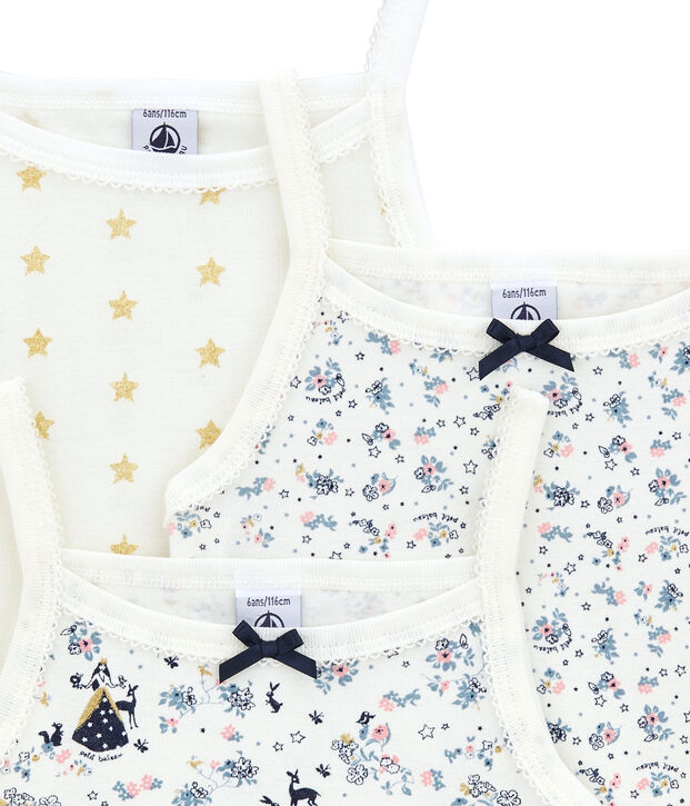 Lotto di 3 canotte con spalline sottili per bambina multicolore