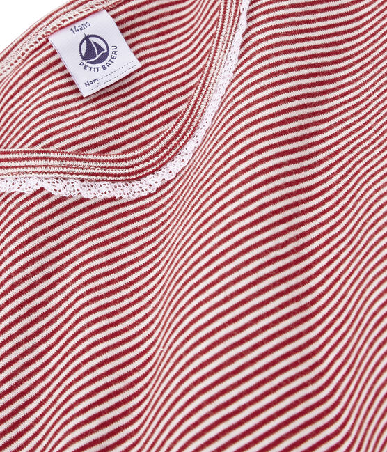 Camicia da notte ragazza a costine rosso TERKUIT/bianco MARSHMALLOW