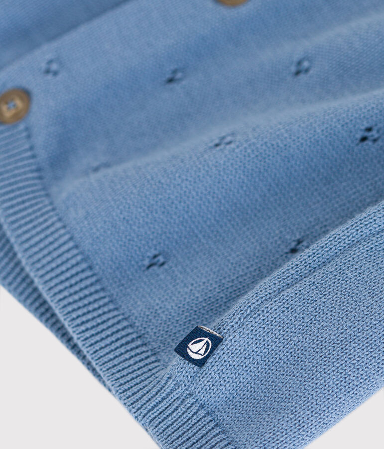 Cardigan beb&egrave; in tricot di cotone traforato blu